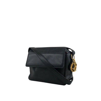 Christian Dior Logo Charm Shoulder bag Black Vintage rrr3nm