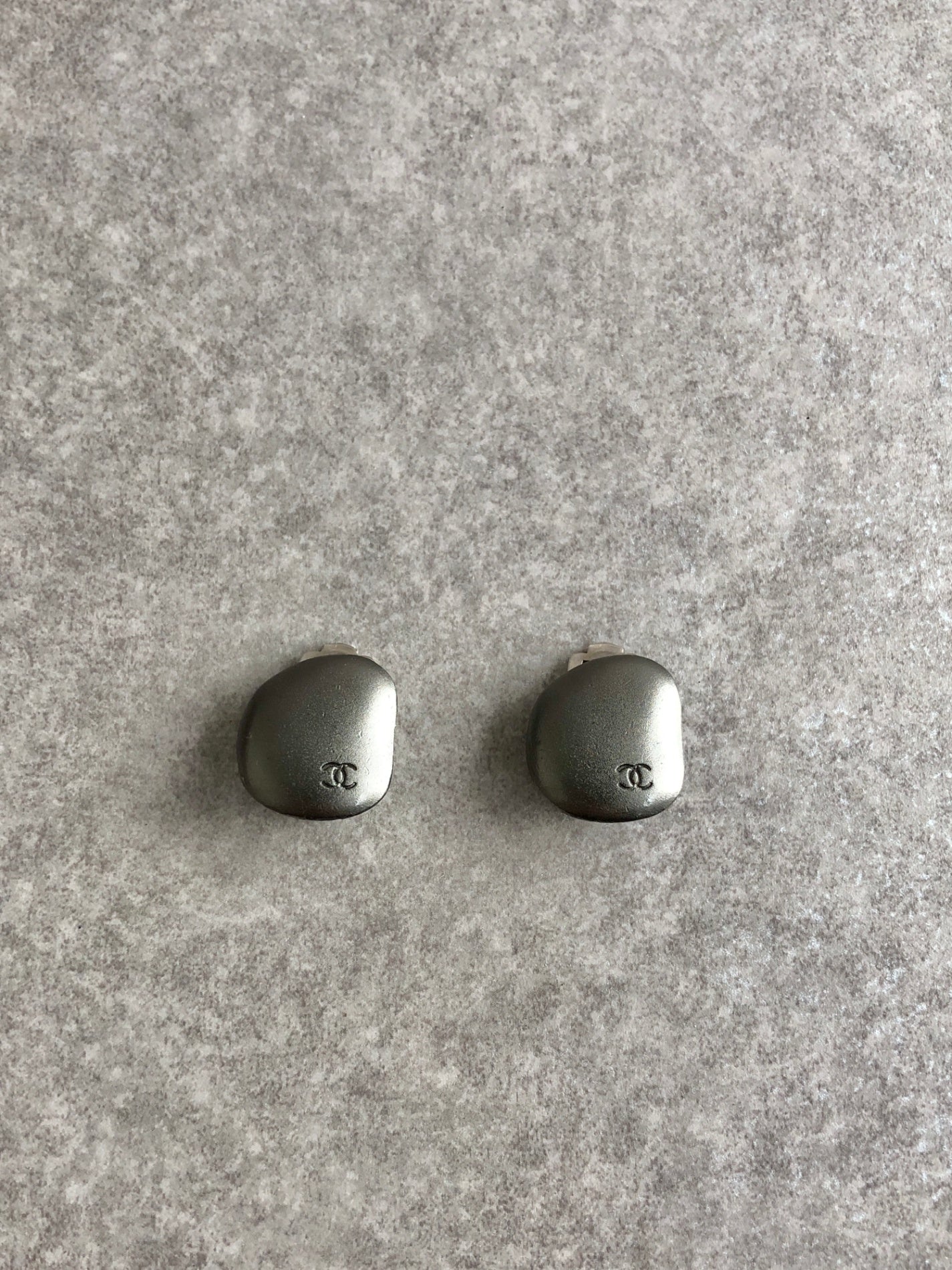 CHANEL Coco Mark Earrings Silver Vintage gara4e