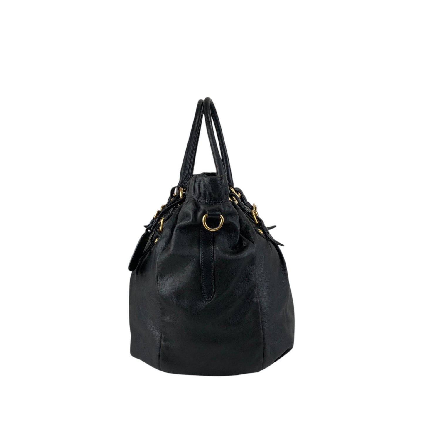 PRADA Logo Two-way Handbag Shoulder bag Black Vintage t5sy7s