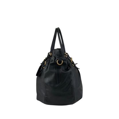 PRADA Logo Two-way Handbag Shoulder bag Black Vintage t5sy7s