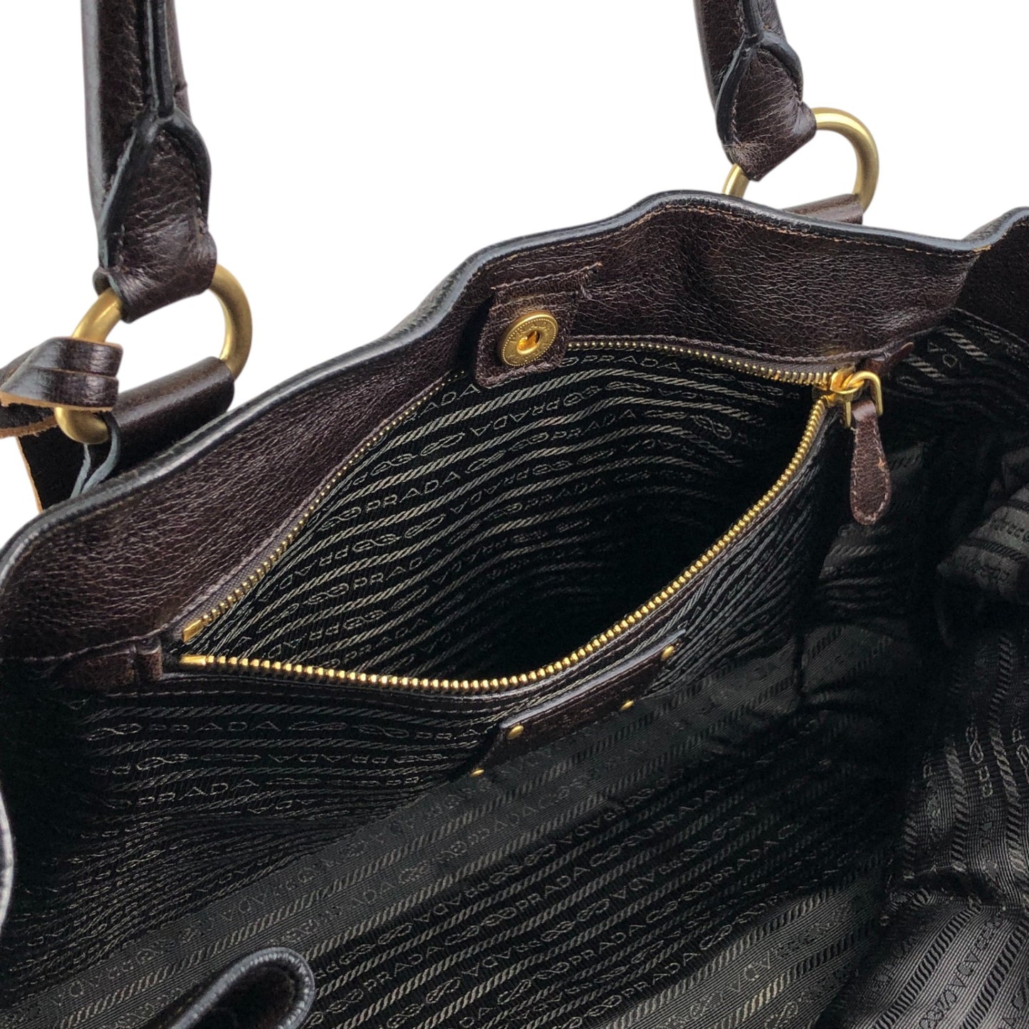 PRADA Logo Two-way Handbag Shoulder bag Brown Vintage ujn2cg