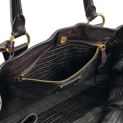 PRADA Logo Two-way Handbag Shoulder bag Brown Vintage ujn2cg