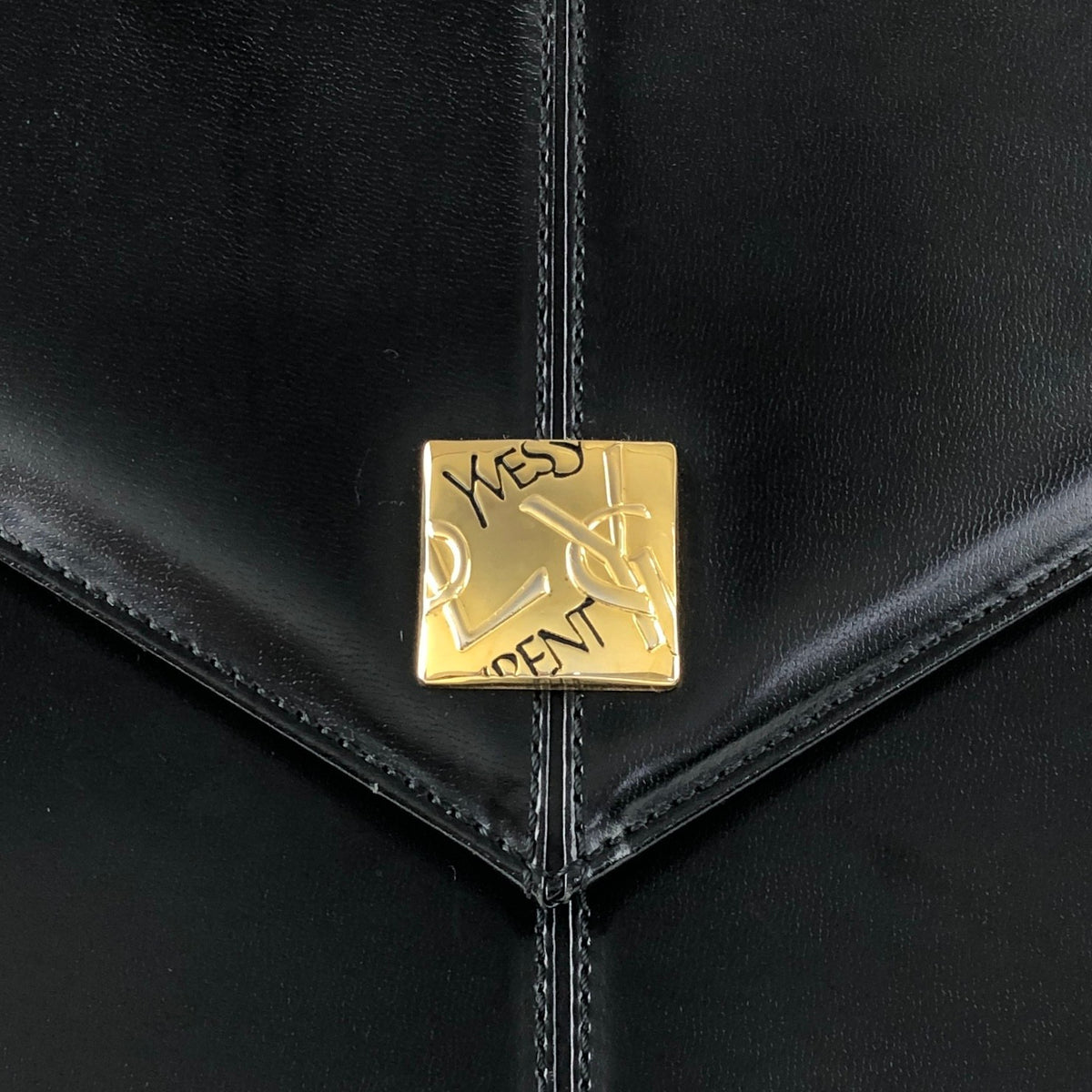 Yves Saint Laurent YSL Logo Top Handle Handbag Black Vintage m6kuvb