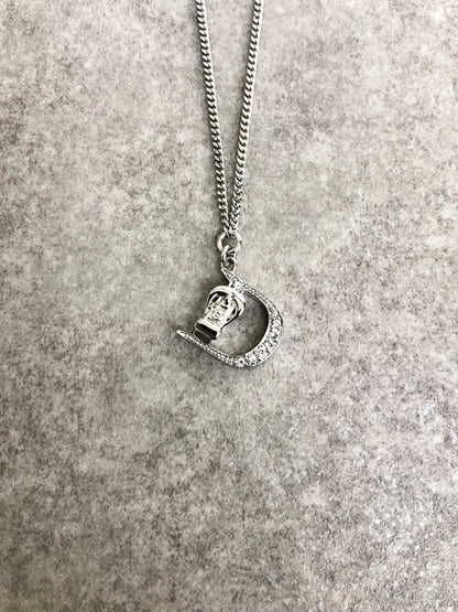 Christian Dior Logo Motif Necklace Silver Vintage bbvzf2