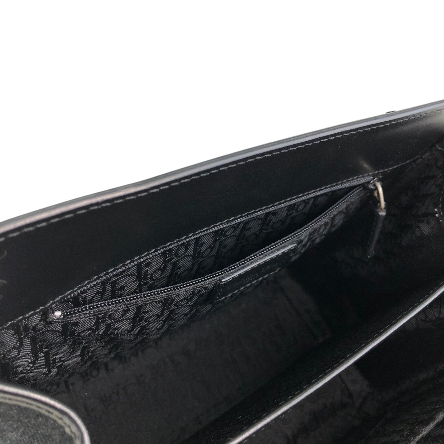 Christian Dior Logo Handbag Black,Indigo Canvas Denim Vintage 554rfk