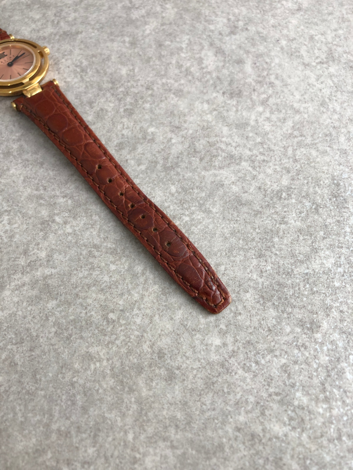 CELINE MARPLE Triomphe Quartz Watch Pink×Brown Vintage u3g646