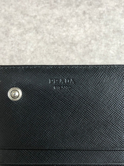 PRADA Tessuto Triangle Logo Long Wallet Black Vintage kjema3