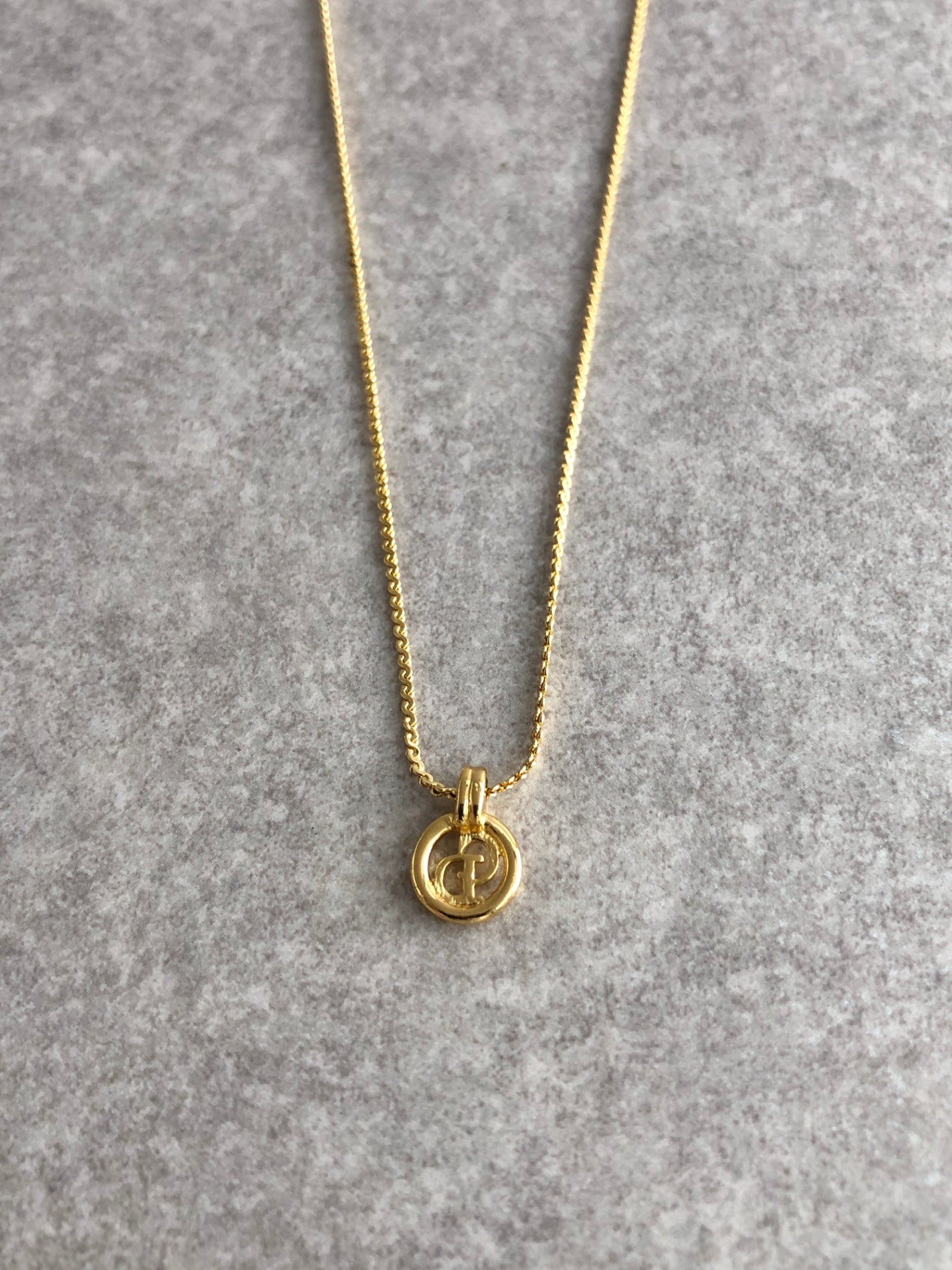 Christian Dior CD Logo Necklace Gold Vintage cjpnm8