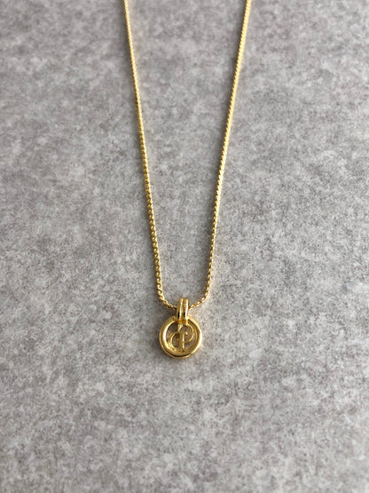 Christian Dior CD Logo Necklace Gold Vintage cjpnm8