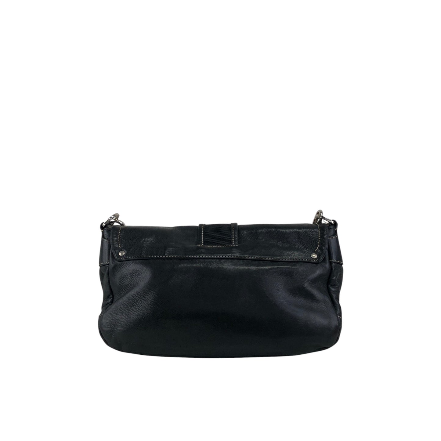 PRADA Triangle Logo Double Pocket Shoulder bag Black Vintage 5hm2yf