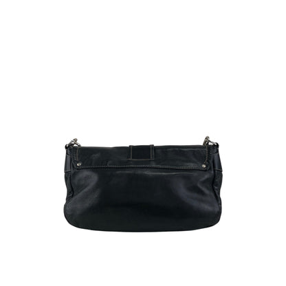 PRADA Triangle Logo Double Pocket Shoulder bag Black Vintage 5hm2yf