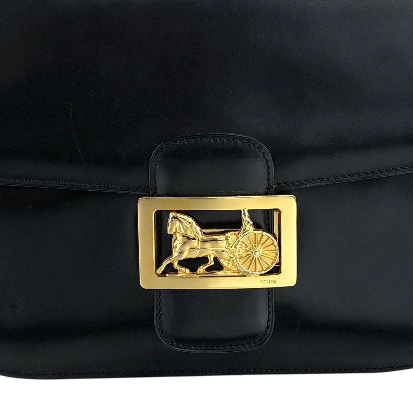 CELINE Horse Carriage Shoulder bag Black Vintage rfmfw6