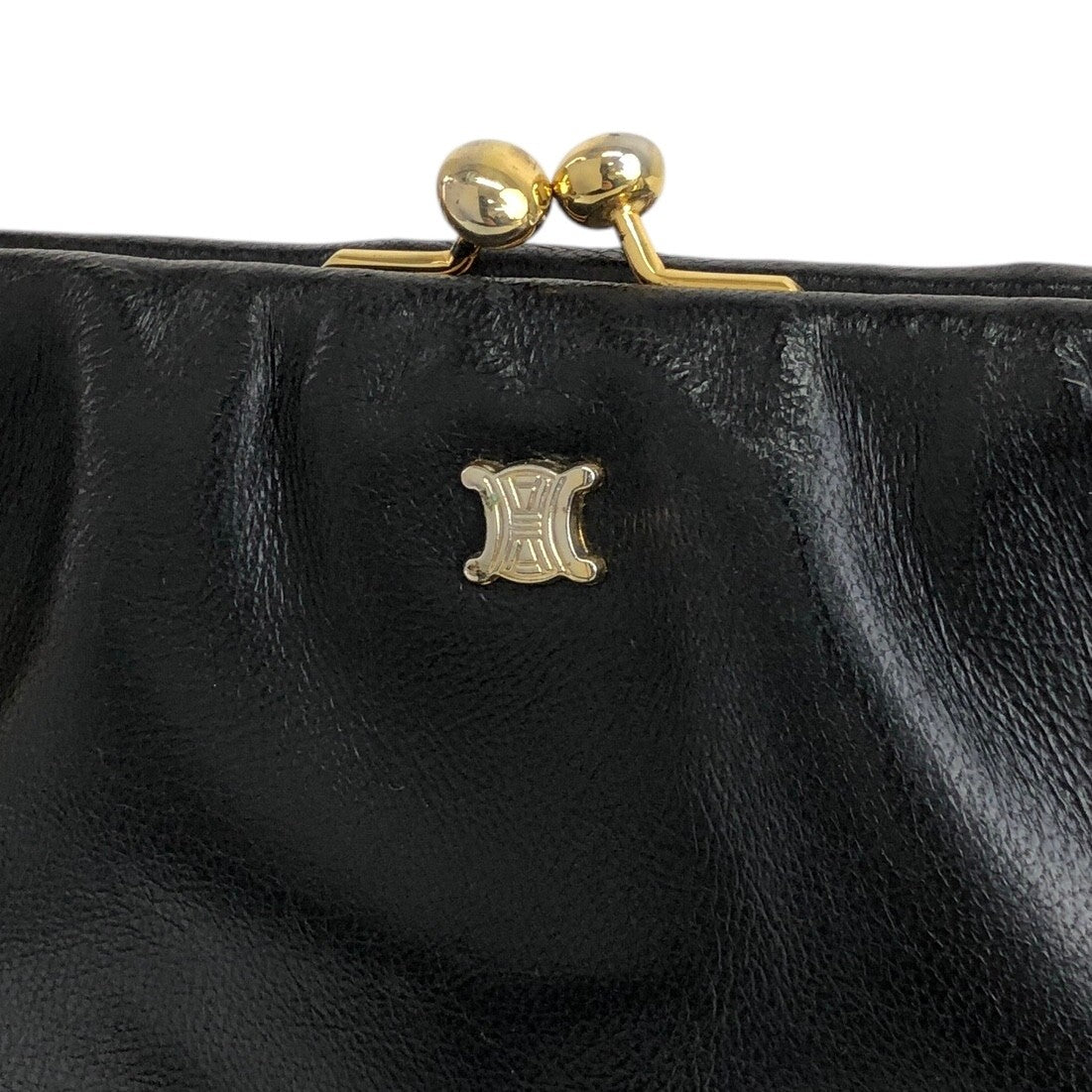 CELINE Blason Metal Clasp Chain Shoulder bag Black Vintage bfh6px