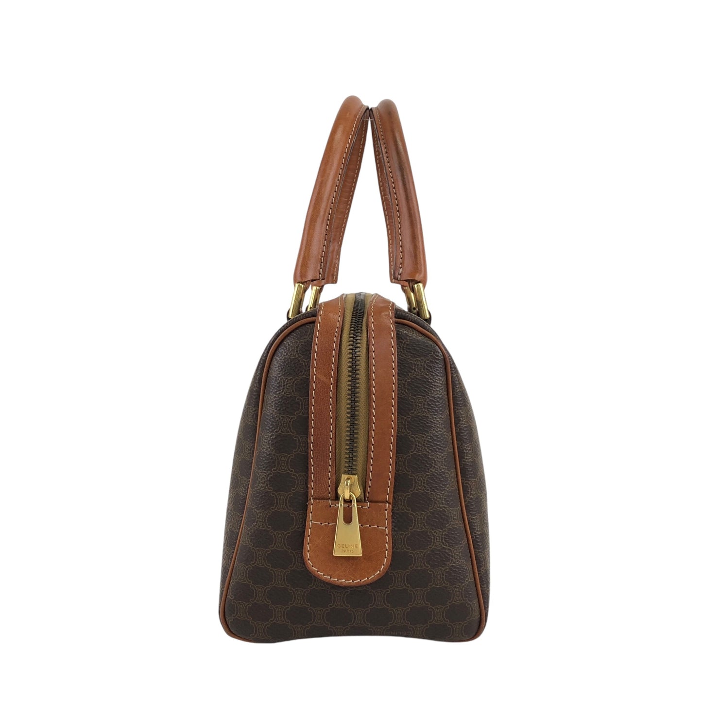 CELINE Macadam Blason Boston bag Brown Vintage iffx2u