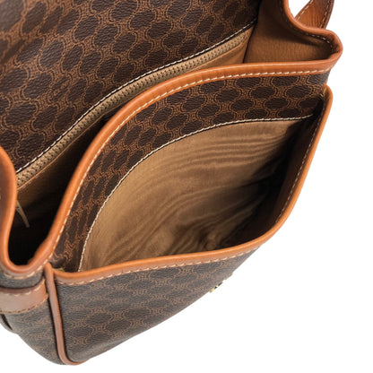 CELINE Macadam Blason Front Buckle Shoulder bag Brown Vintage v3jfnr