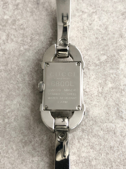 GUCCI Logo Quartz Watch Silver 6800L Vintage fuynkf