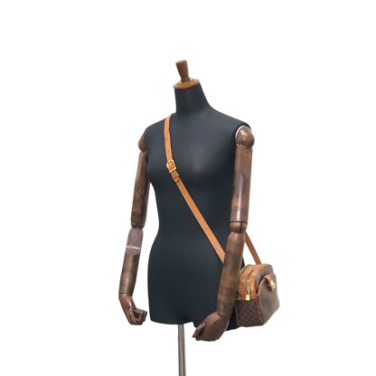 CELINE Macadam Gancini Shoulder bag Brown Vintage 7y7av5
