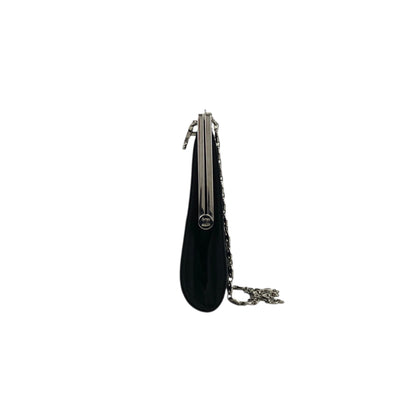 CELINE Triomphe Metal Clasp Chain Shoulder bag Black Vintage 857psb