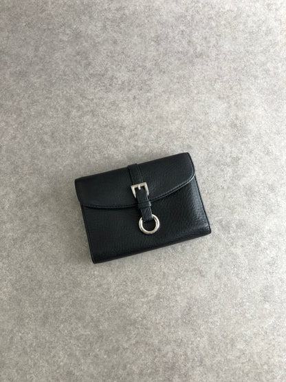 PRADA Buckle Motif Folded Wallet Black Vintage k574bi