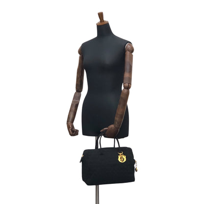 Christian Dior Cannage Logo Charm Handbag Boston bag Black Vintage t3p5um