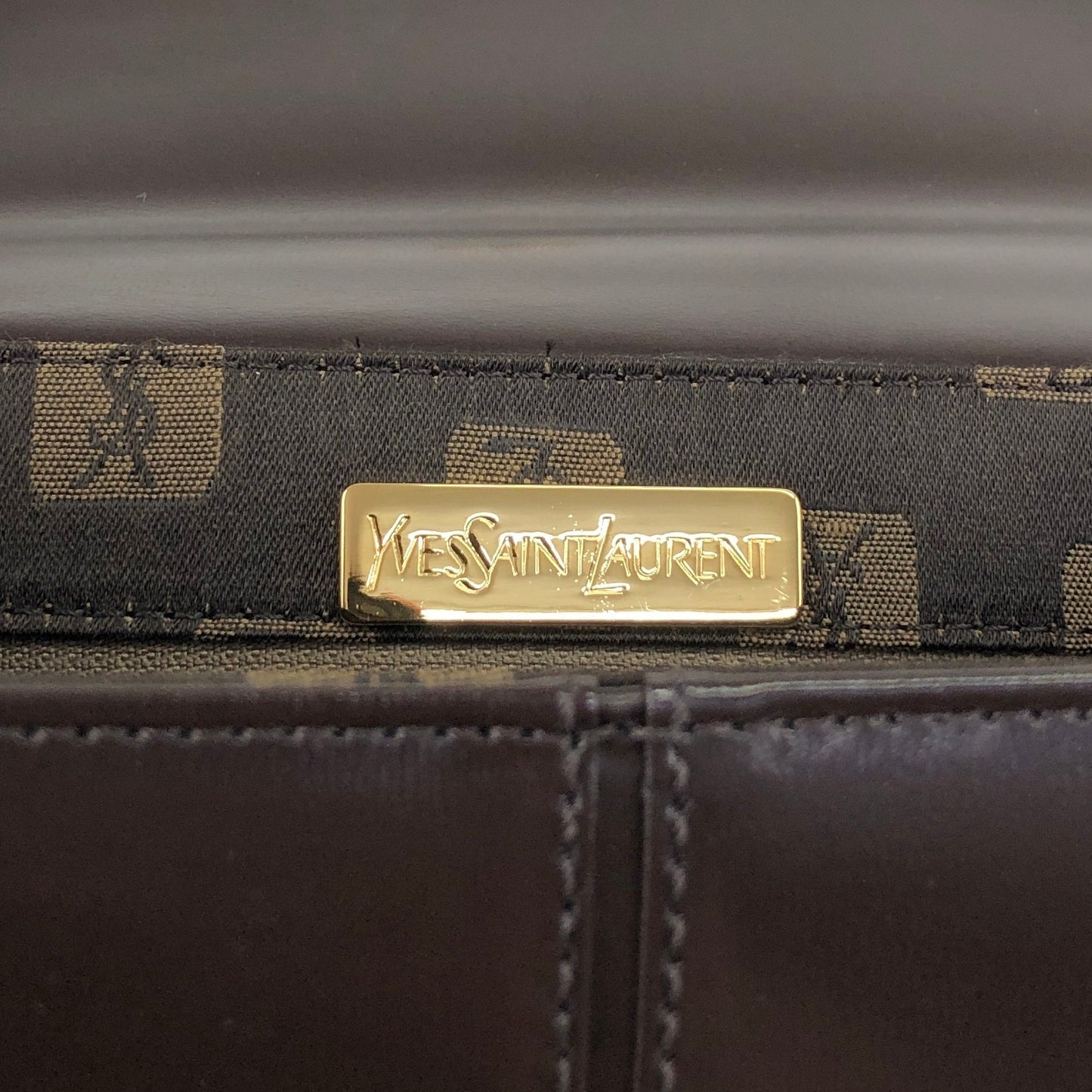 Yves Saint Laurent YSL Logo Shoulder bag Brown Vintage yeh3vd
