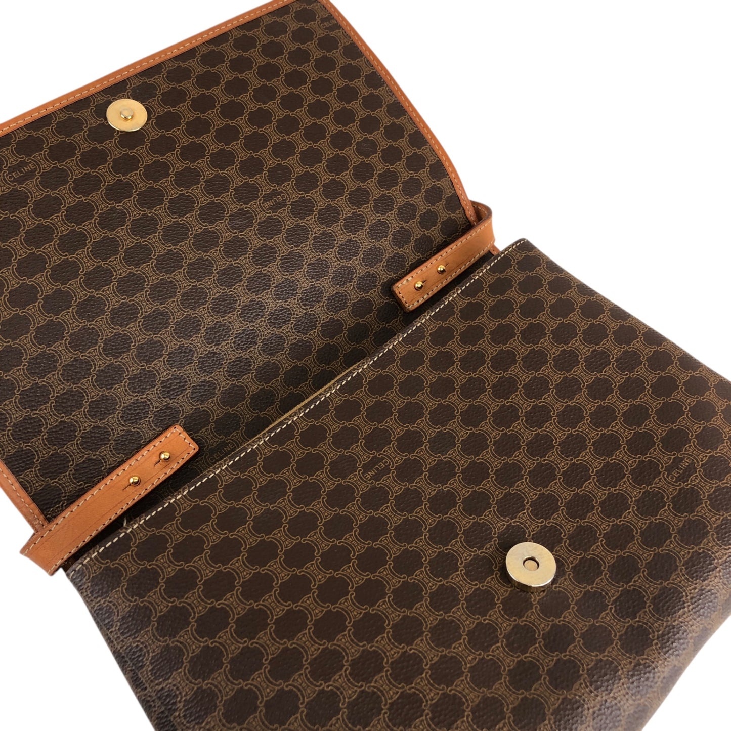 CELINE Macadam Blason Shoulder bag Brown Vintage fchn4d