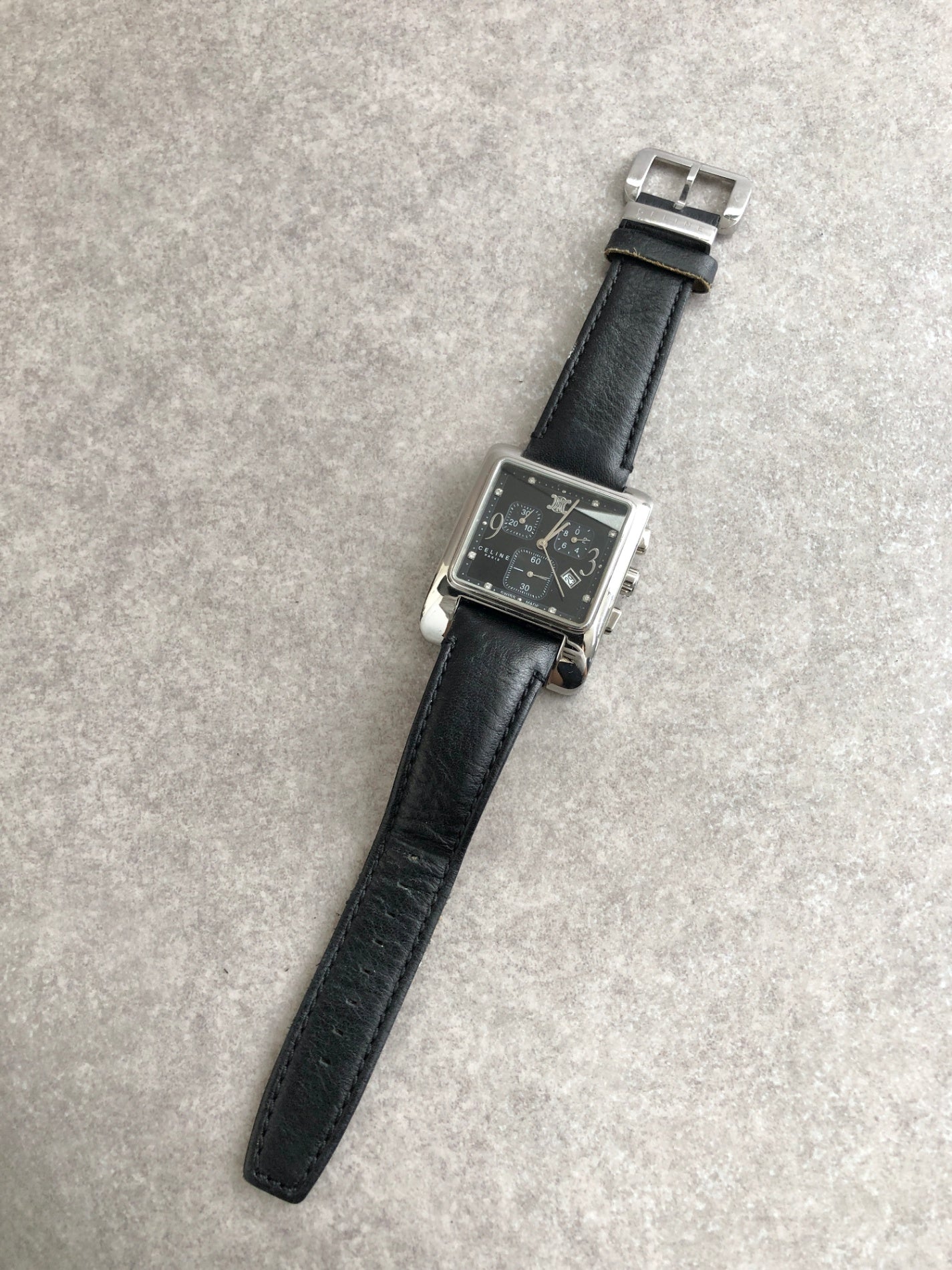 CELINE Blason Quartz Watch Black Vintage yvw3tu