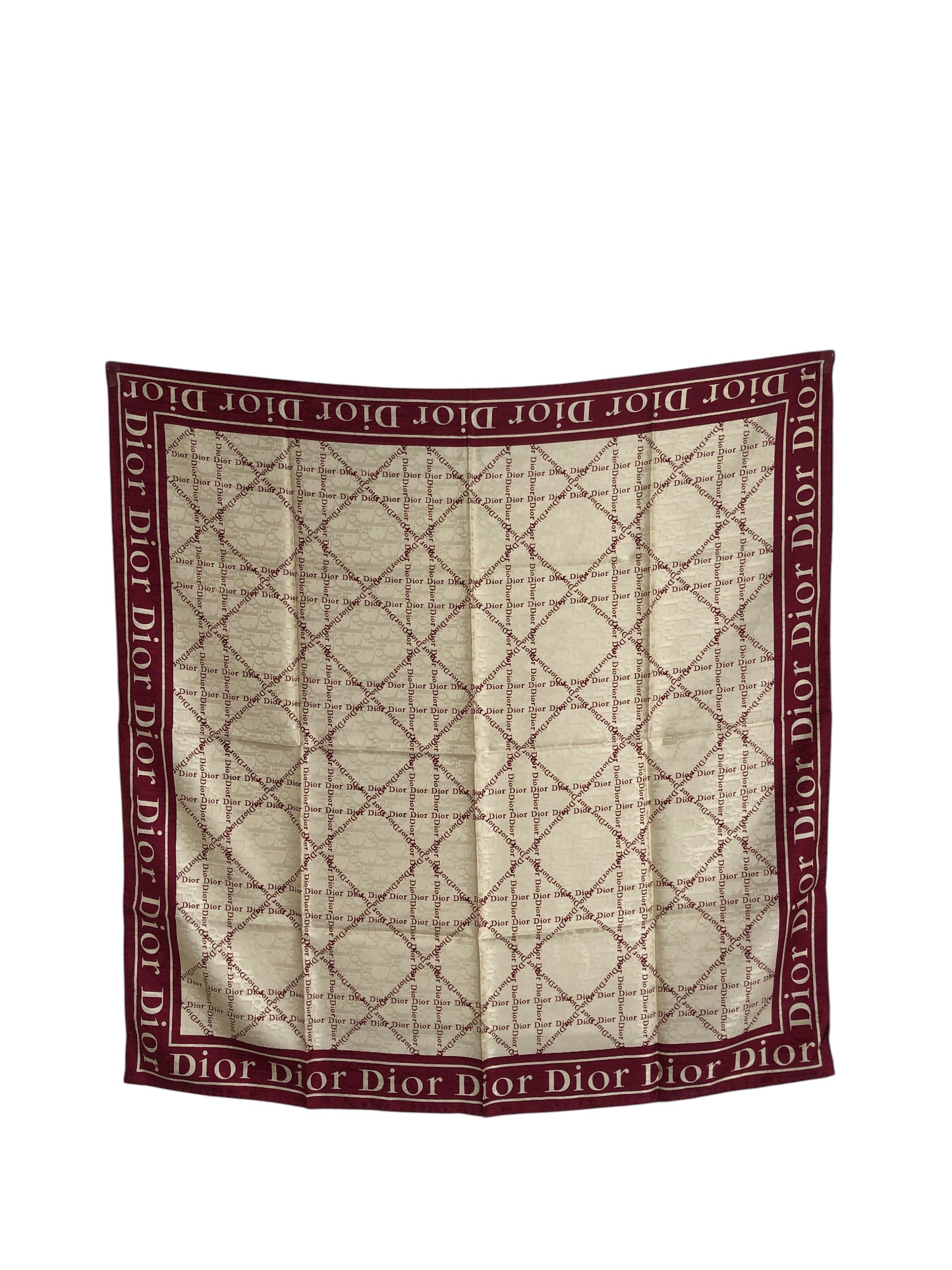 Christian Dior Trotter Silk Scarf Beige×Red Vintage 2ruvrn