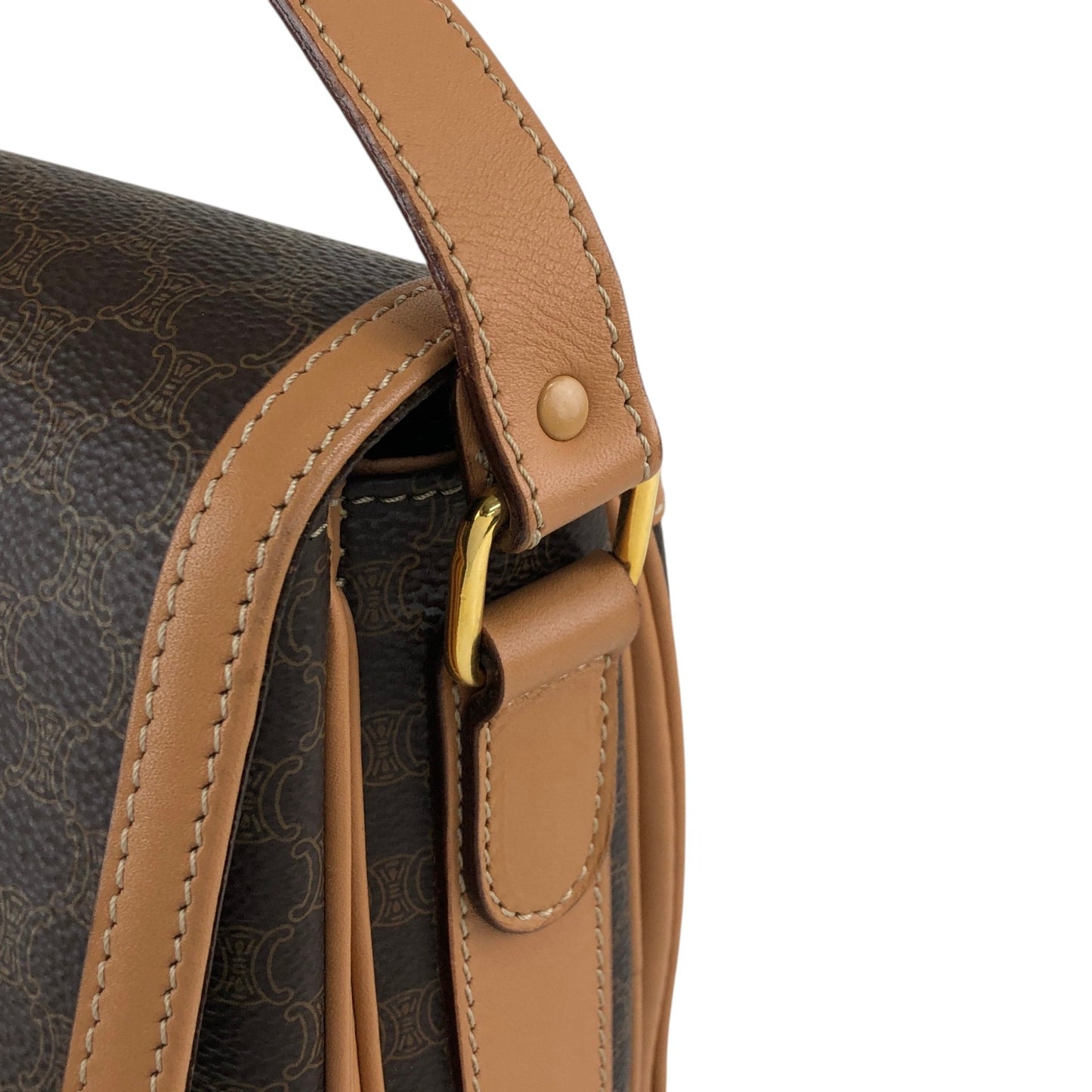 CELINE Macadam Blason Front Buckle Shoulder bag Brown Vintage zfp76j