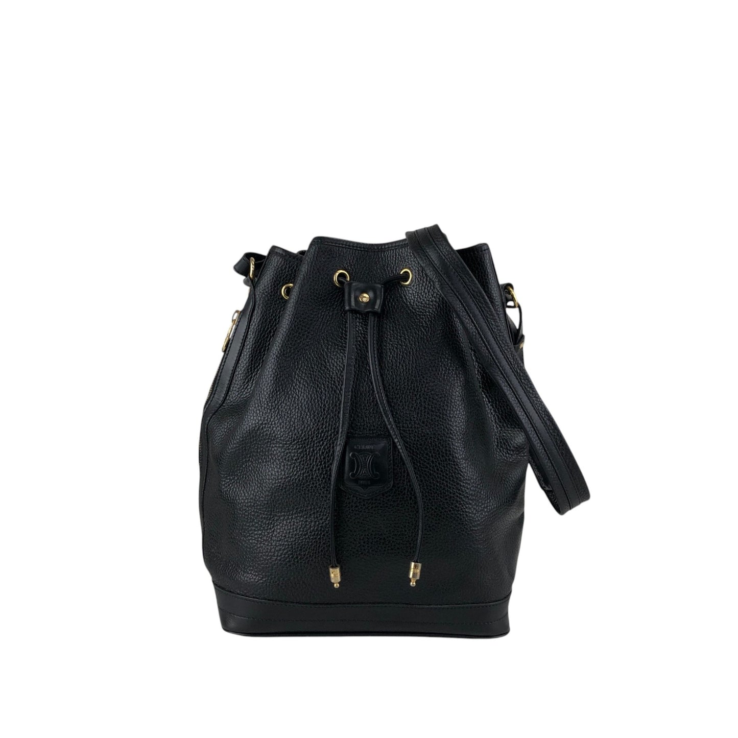 CELINE Blason Drawstring Shoulder bag Black Vintage 6uw6d7