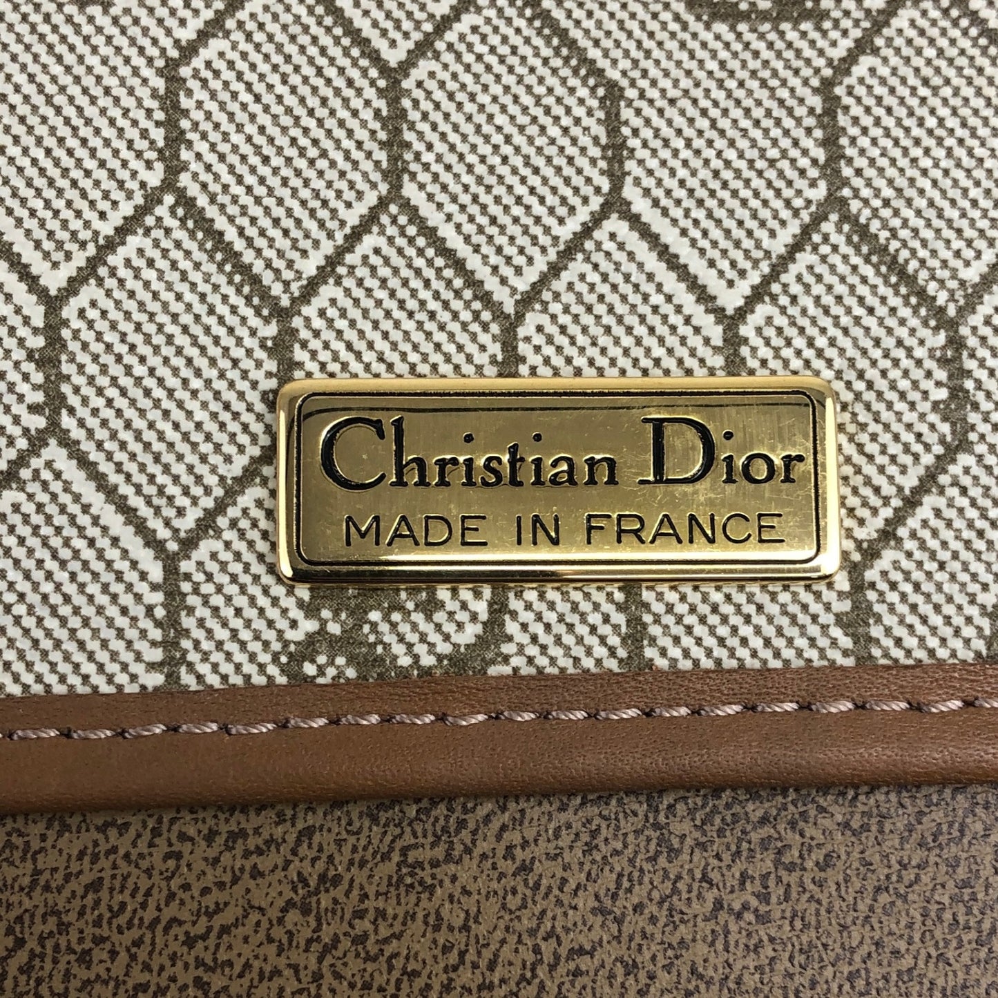 Christian Dior Honeycomb Pattern Shoulder bag Beige Vintage j4tc6b