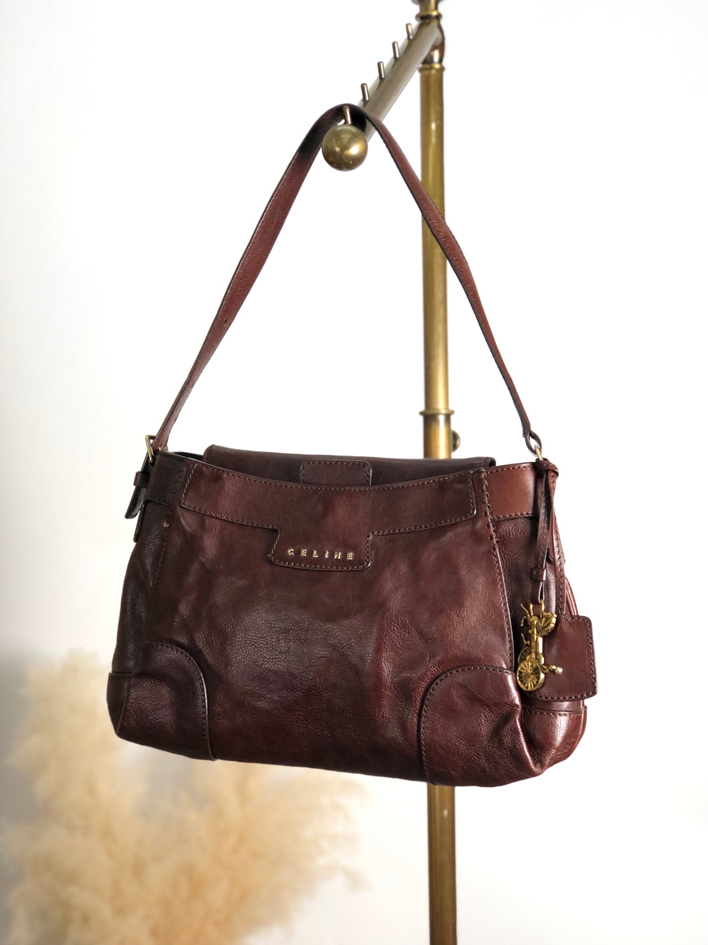 CELINE 馬車圖案肩背包 Hobobag 棕色 復古 icwcbk