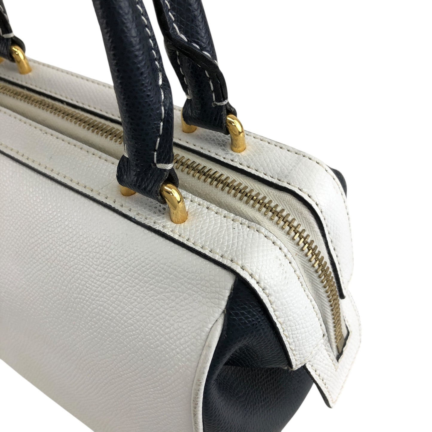 CELINE Two-way Small Boston bag Shoulder bag White×Navy Vintage gbtb54