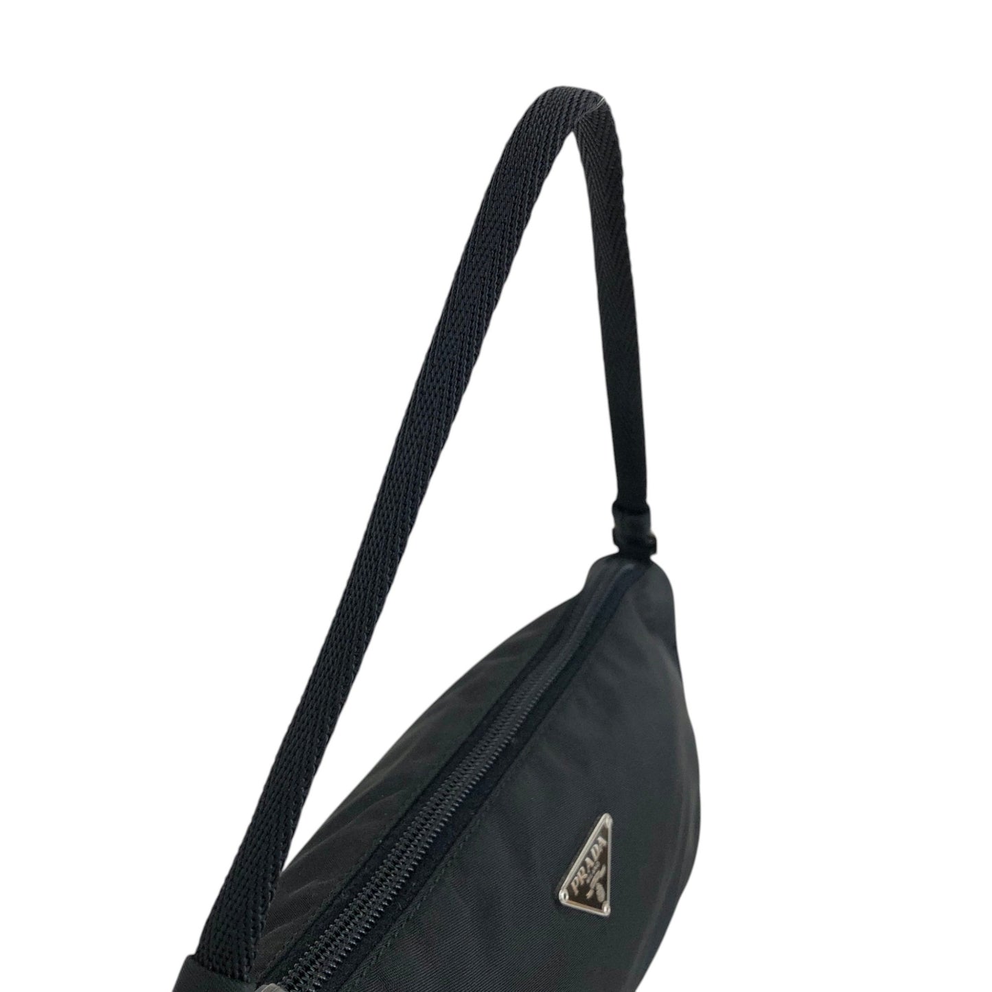 PRADA Tessuto Triangle Logo Small Handbag Black Vintage 7u2u85