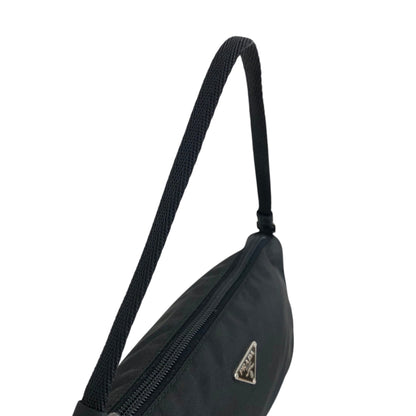 PRADA Tessuto Triangle Logo Small Handbag Black Vintage 7u2u85