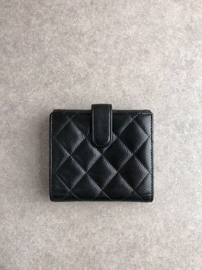 CHANEL Coco Mark Folded Wallet Black Vintage f4xrcc