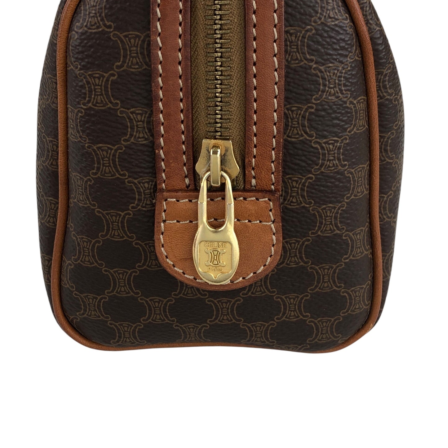 CELINE Macadam Two-way Handbag Shoulder bag Brown Vintage irexp5