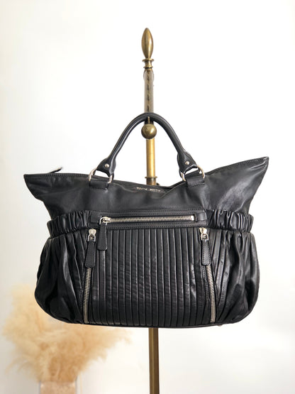 miumiu Front Zipper Handbag Totebag Black Vintage fx4ann