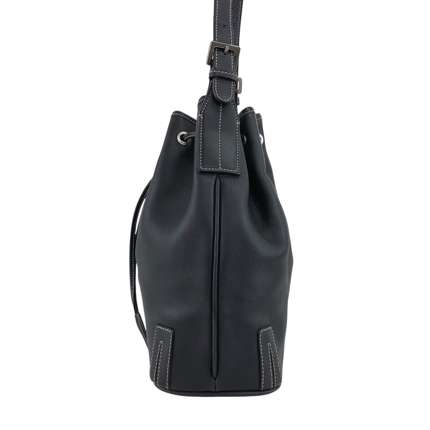 BURBERRY Nova Check Drawstring Shoulder bag Black Vintage 4iaxcb