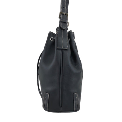 BURBERRY Nova Check Drawstring Shoulder bag Black Vintage 4iaxcb