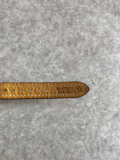 HERMES Logo Quartz Watch Camel Vintage tfub3s