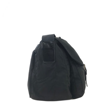 PRADA Triangle Logo Double Pocket Nylon Shoulder bag Black Vintage rnrirz