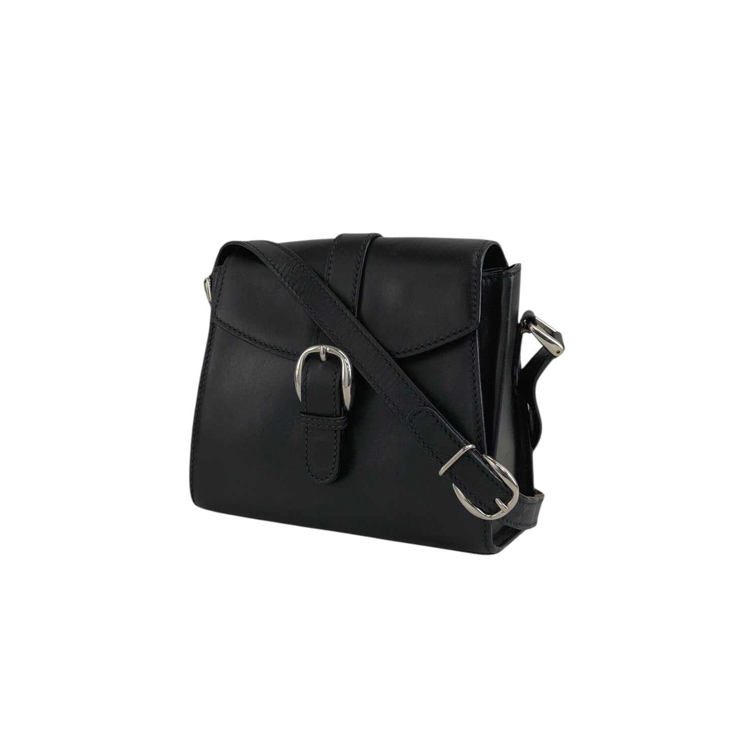 GUCCI Front Buckle Shoulder bag Black Vintage 6rzffs