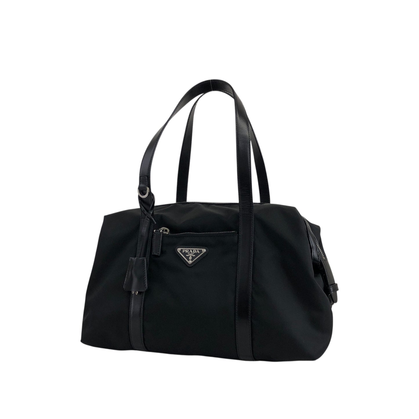 PRADA Tessuto Triangle Logo Handbag Black Vintage vgh2dk