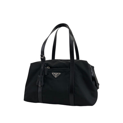 PRADA Tessuto Triangle Logo Handbag Black Vintage vgh2dk