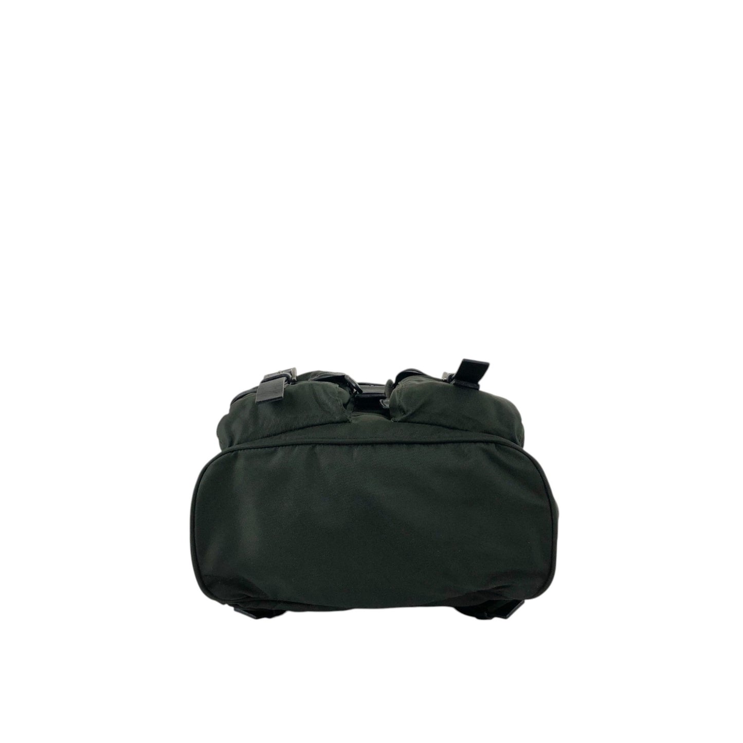 PRADA Tessuto Triangle Logo Double Pocket Backpack Black Vintage kuuttd