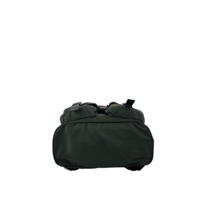 PRADA Tessuto Triangle Logo Double Pocket Backpack Black Vintage kuuttd