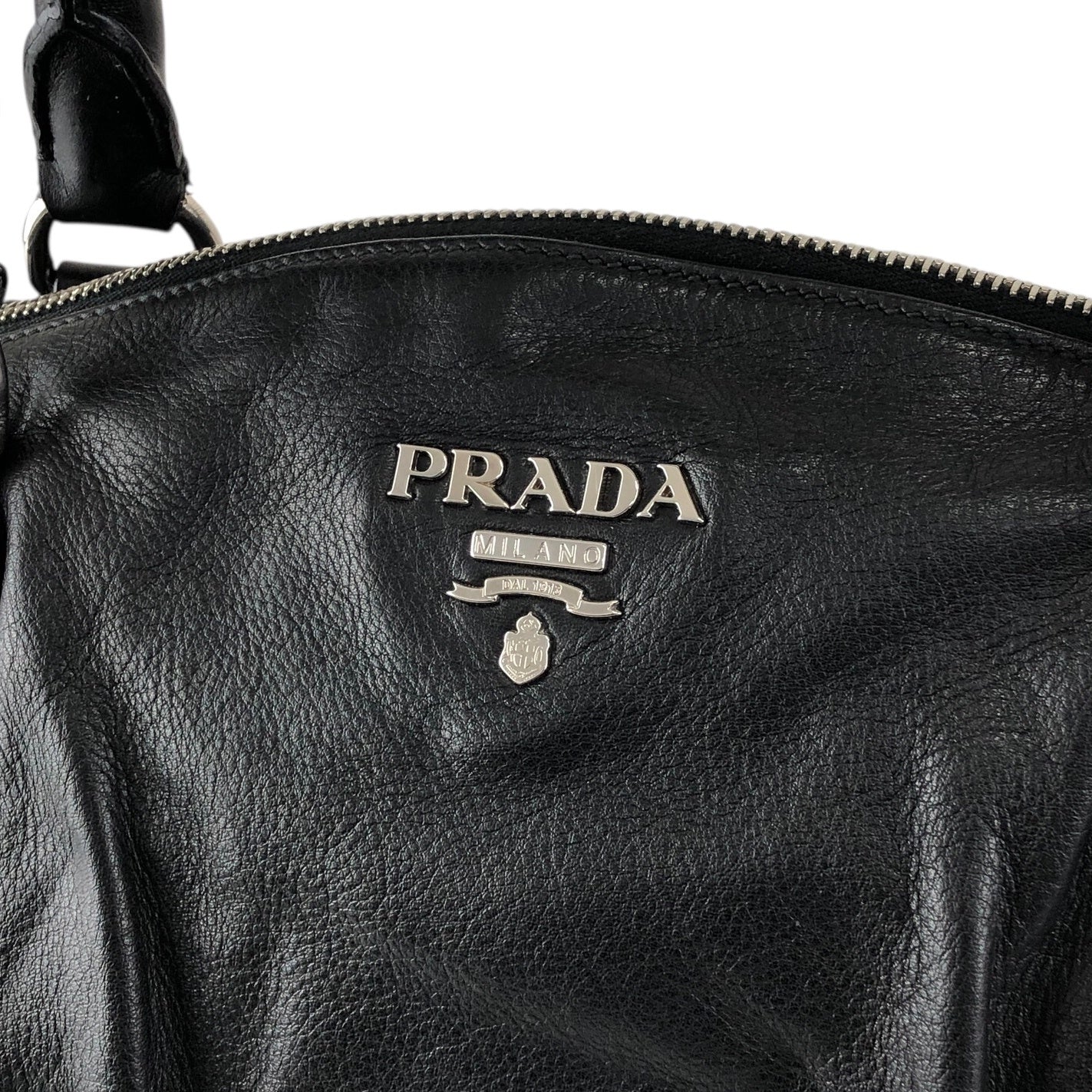 PRADA Logo Two-way Handbag Shoulder bag Black Vintage 28pkhx