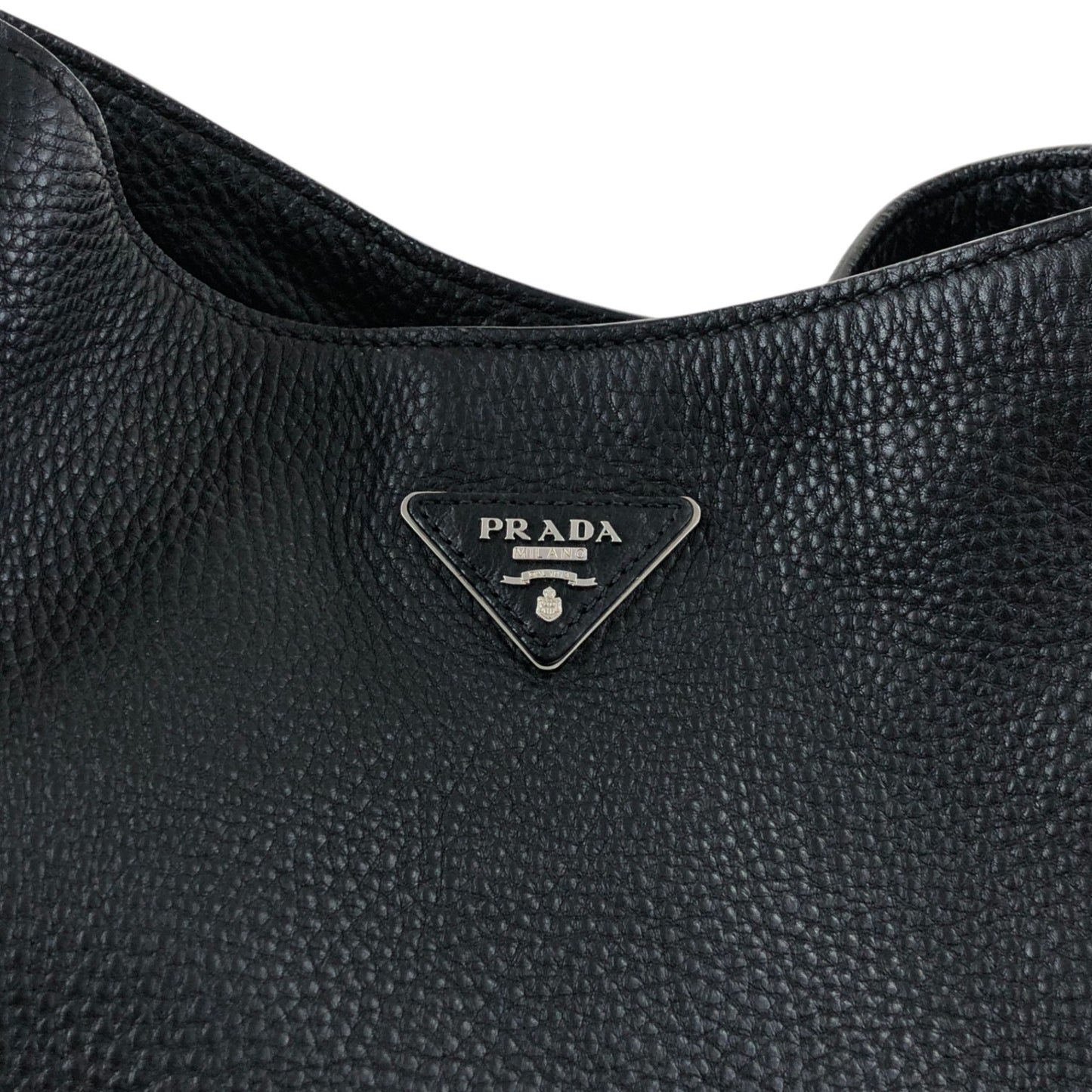 PRADA Triangle Logo Side Pocket Shoulder bag Black Vintage wr45fx
