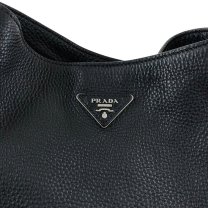 PRADA Triangle Logo Side Pocket Shoulder bag Black Vintage wr45fx